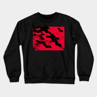 Black Bats In Flight Red Crewneck Sweatshirt